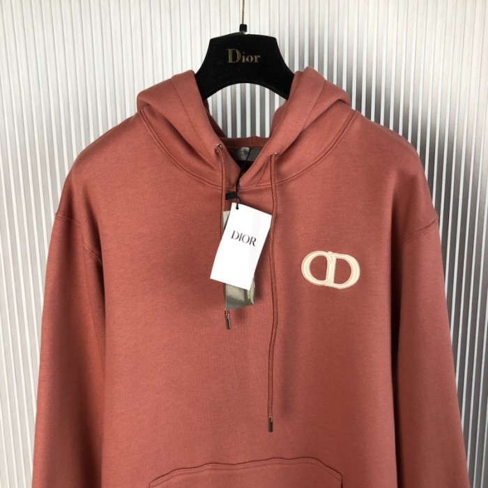 D*or essentials cd icon hooded sweatshirt rose pink cotton fleece