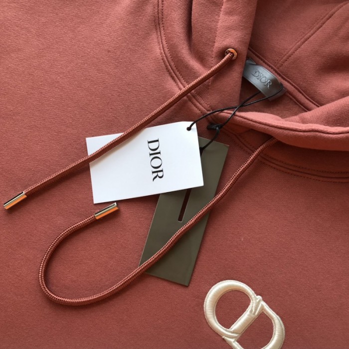 D*or essentials cd icon hooded sweatshirt rose pink cotton fleece