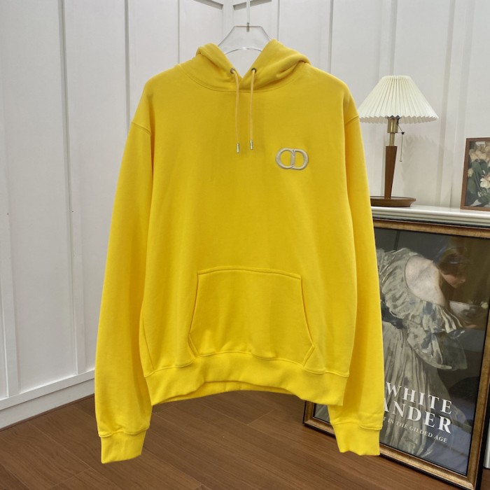 D*or essentials cd icon hooded sweatshirt yellow cotton fleece