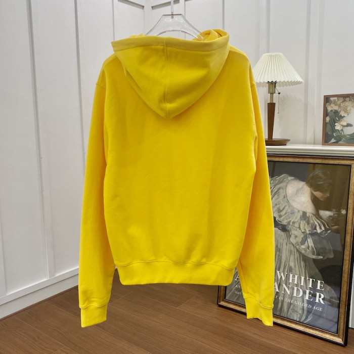 D*or essentials cd icon hooded sweatshirt yellow cotton fleece
