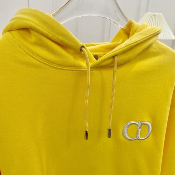 D*or essentials cd icon hooded sweatshirt yellow cotton fleece