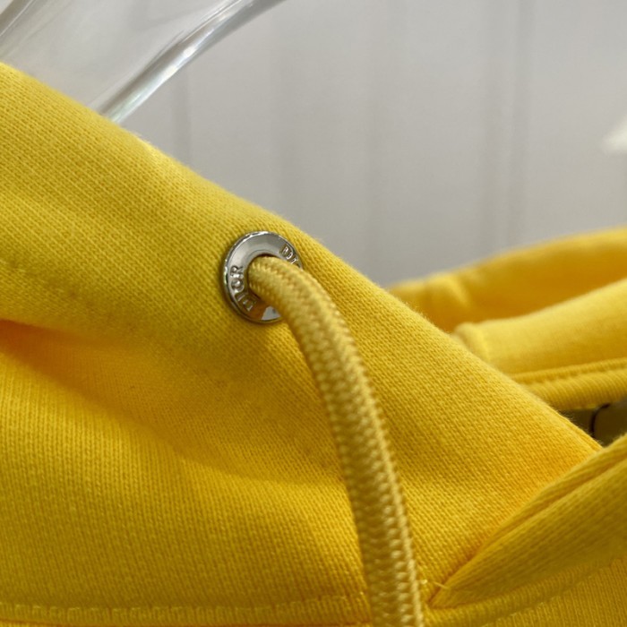 D*or essentials cd icon hooded sweatshirt yellow cotton fleece