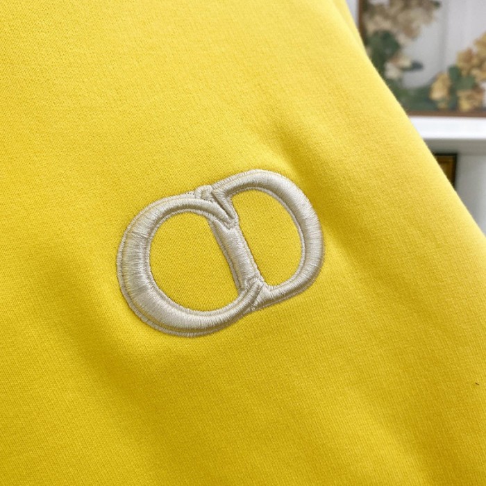 D*or essentials cd icon hooded sweatshirt yellow cotton fleece
