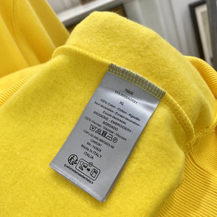 D*or essentials cd icon hooded sweatshirt yellow cotton fleece