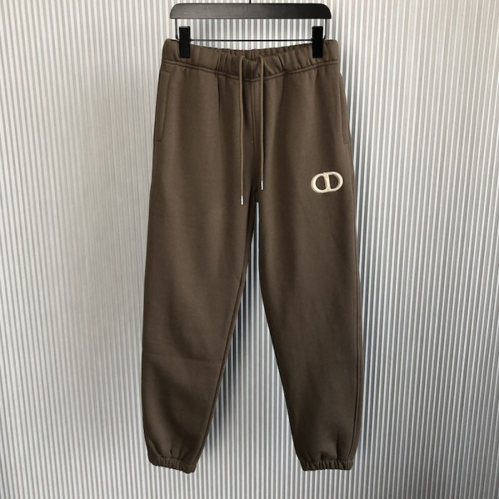 D*or essentials cd icon track pants brown cotton fleece