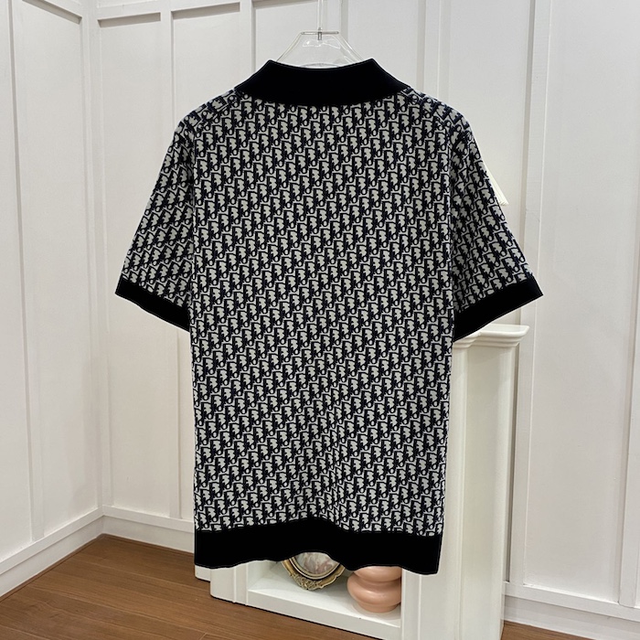D*or oblique polo shirt black cotton jacquard