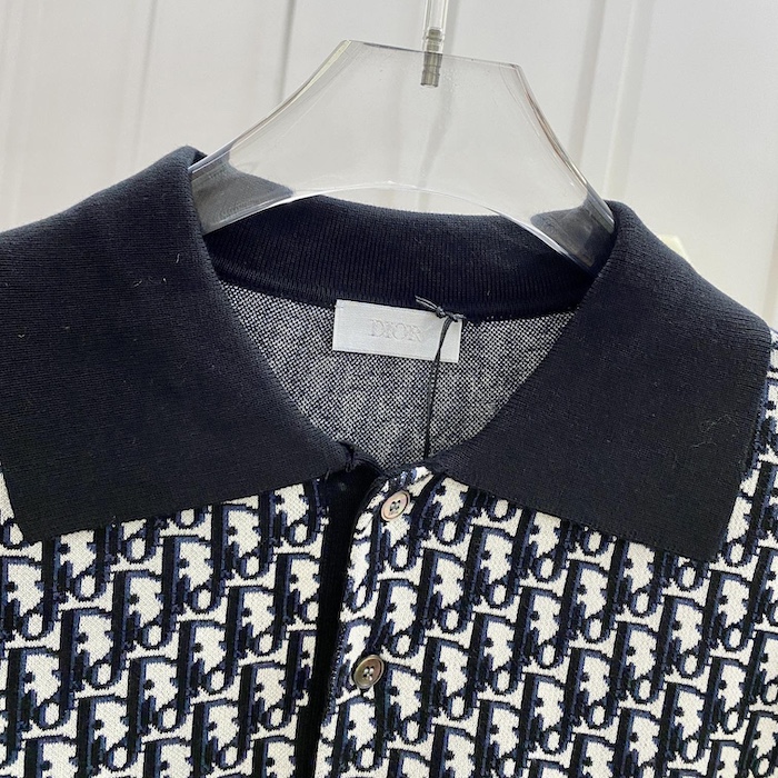 D*or oblique polo shirt black cotton jacquard