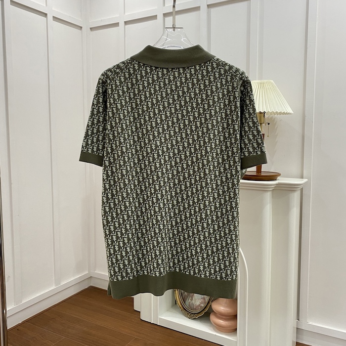 D*or oblique polo shirt green cotton jacquard