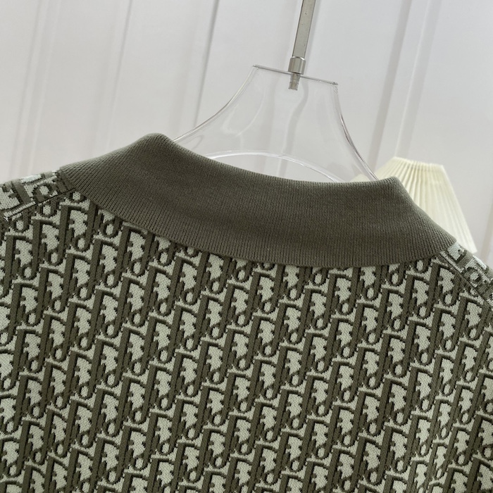 D*or oblique polo shirt green cotton jacquard