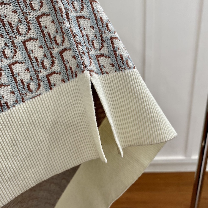 D*or oblique polo shirt white blue and brown cotton jacquard
