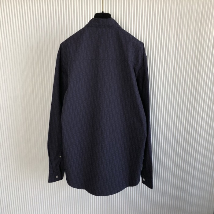 navy blue and black D*or oblique kasuri cotton denim overshirt