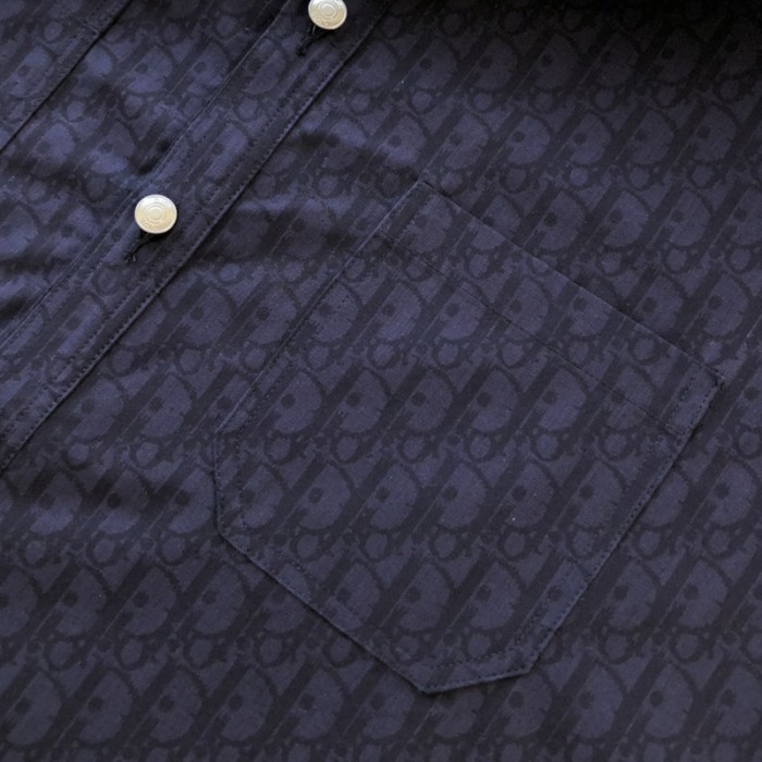 navy blue and black D*or oblique kasuri cotton denim overshirt