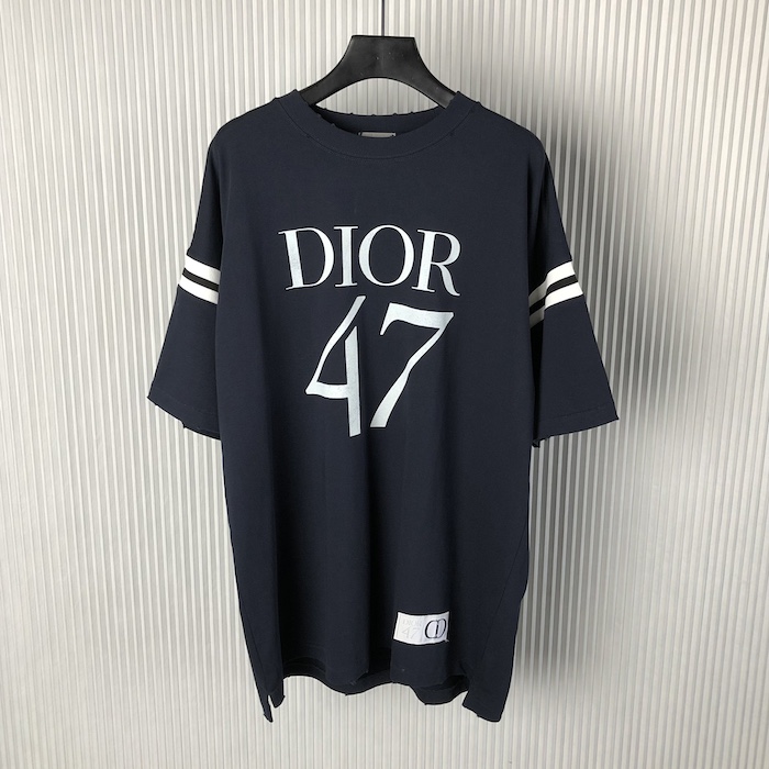 D*or oversized t-shirt blue slub cotton jersey