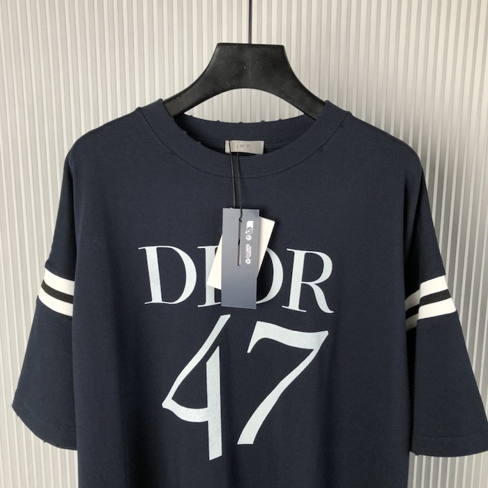D*or oversized t-shirt blue slub cotton jersey