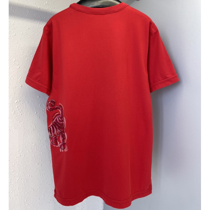 oversized D*or and kenny scharf t-shirt red cotton jersey