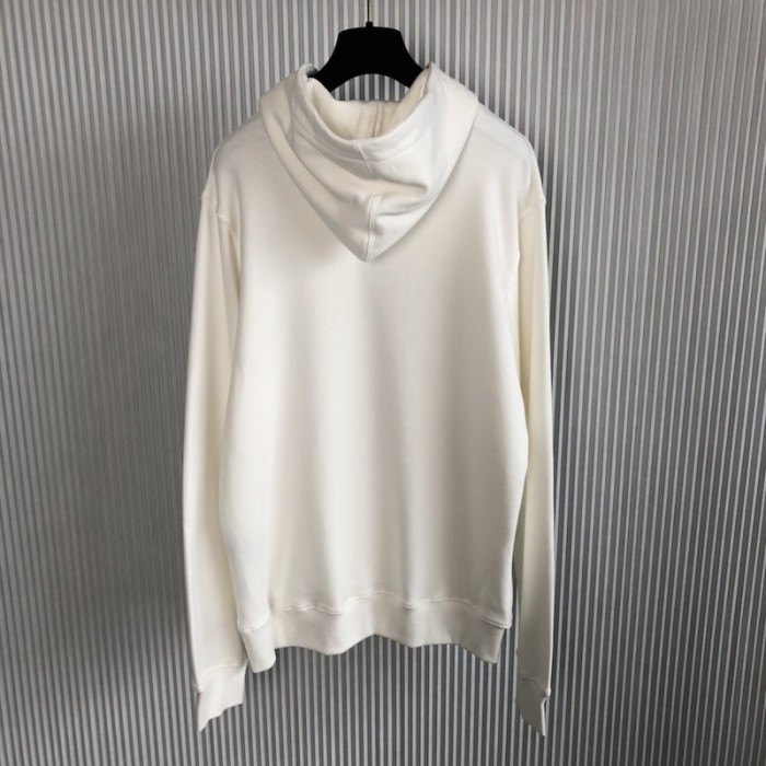 D*or relaxed-fit hooded sweatshirt white cotton fleece