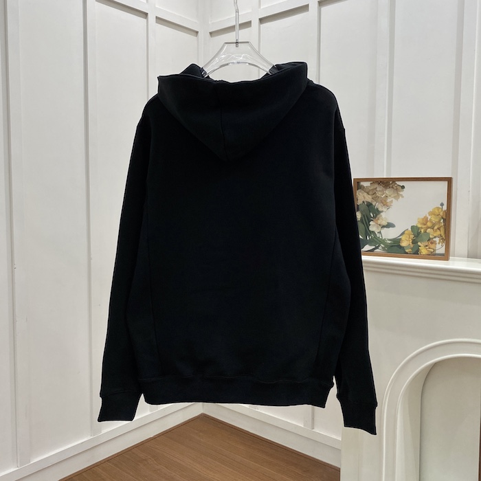 D*or relaxed-fit hooded sweatshirt black cotton fleece