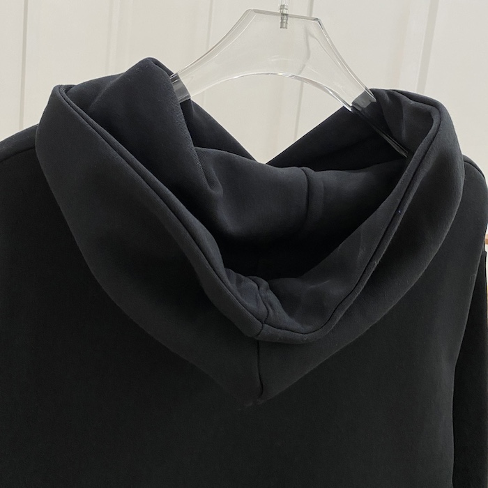 D*or relaxed-fit hooded sweatshirt black cotton fleece