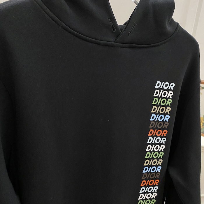 D*or relaxed-fit hooded sweatshirt black cotton fleece