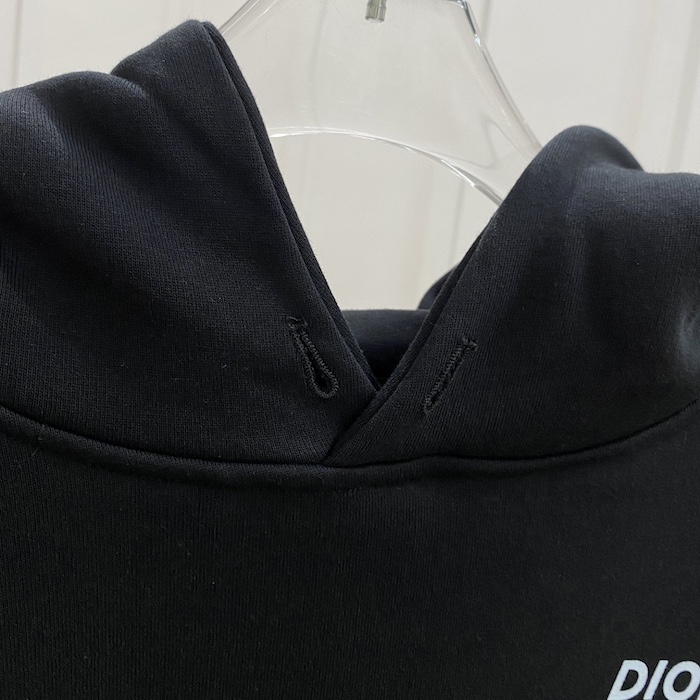 D*or relaxed-fit hooded sweatshirt black cotton fleece