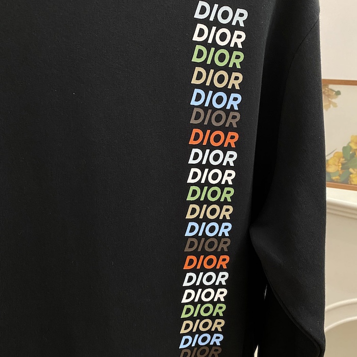D*or relaxed-fit hooded sweatshirt black cotton fleece