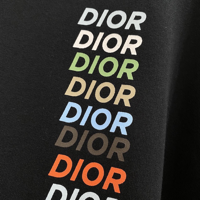 D*or relaxed-fit hooded sweatshirt black cotton fleece