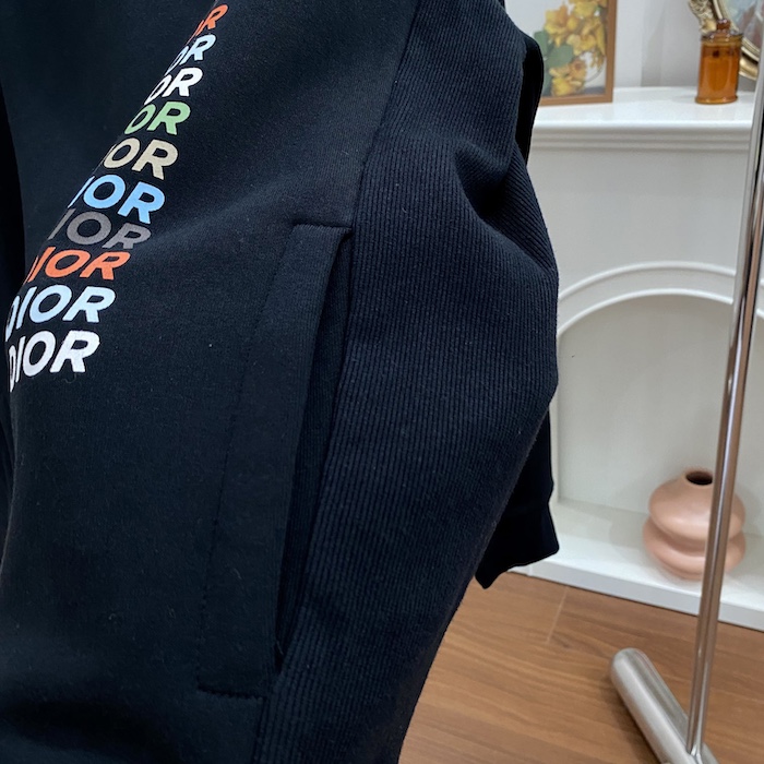 D*or relaxed-fit hooded sweatshirt black cotton fleece