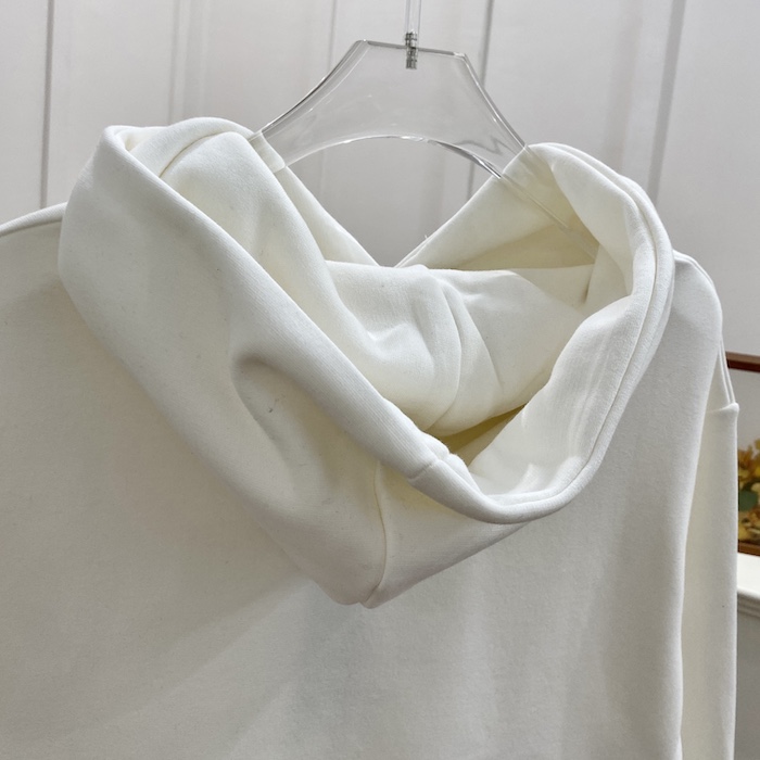 D*or relaxed-fit hooded sweatshirt white cotton fleece
