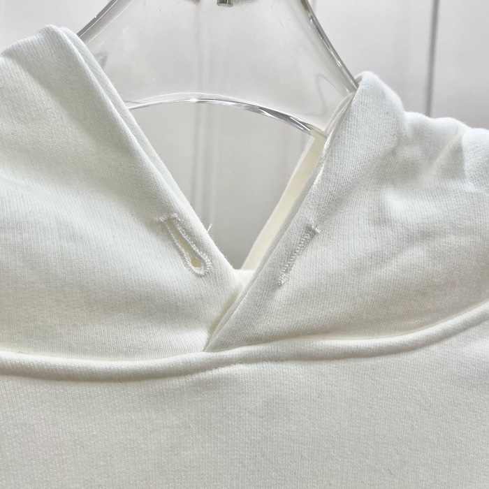 D*or relaxed-fit hooded sweatshirt white cotton fleece