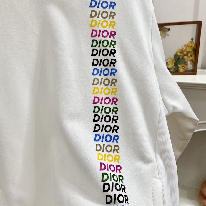 D*or relaxed-fit hooded sweatshirt white cotton fleece