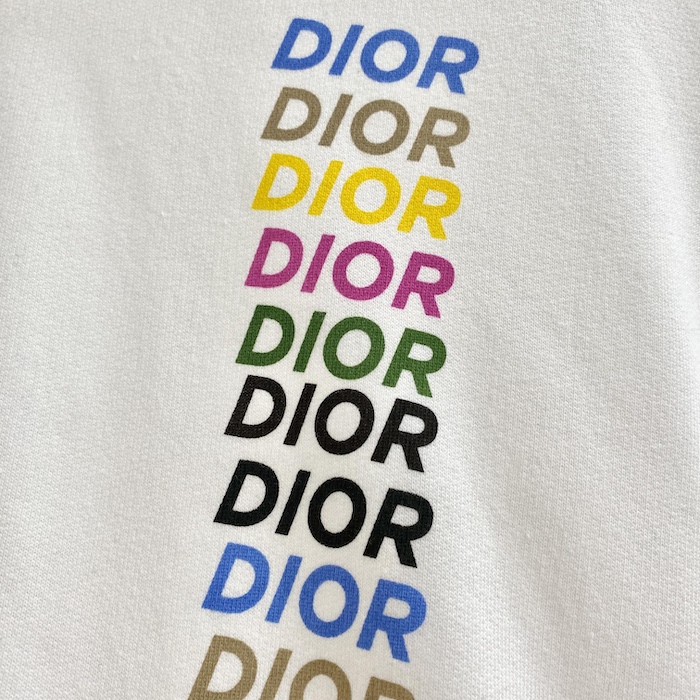 D*or relaxed-fit hooded sweatshirt white cotton fleece