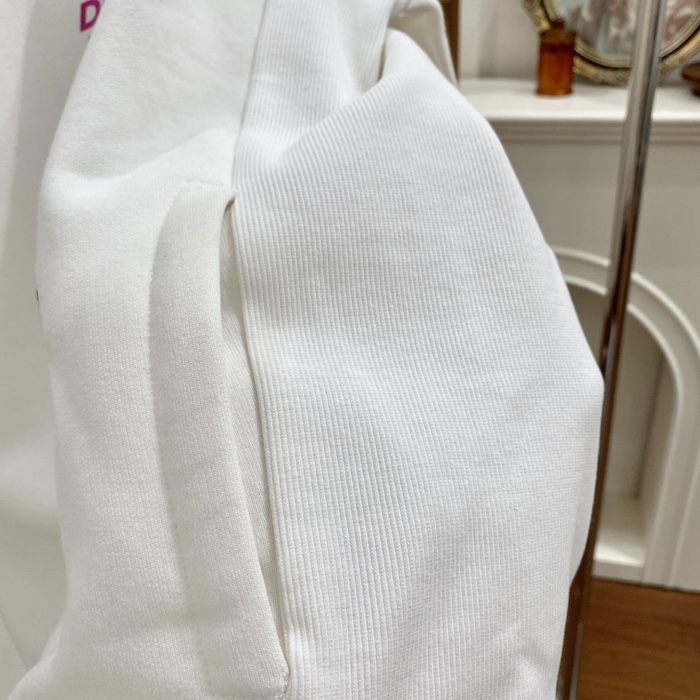 D*or relaxed-fit hooded sweatshirt white cotton fleece