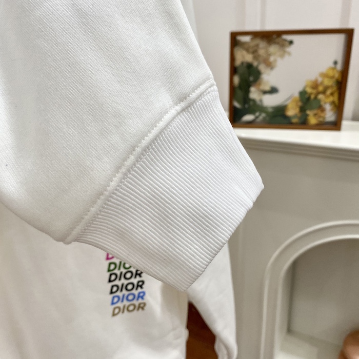 D*or relaxed-fit hooded sweatshirt white cotton fleece
