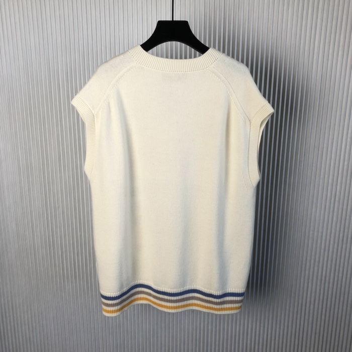 D*or sleeveless sweater beige wool and cashmere intarsia