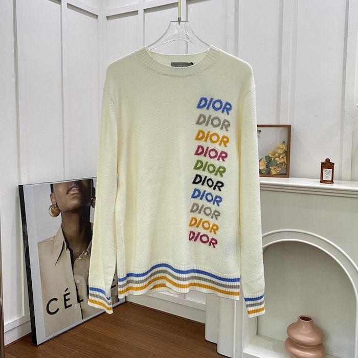 D*or sweater beige wool and cashmere intarsia
