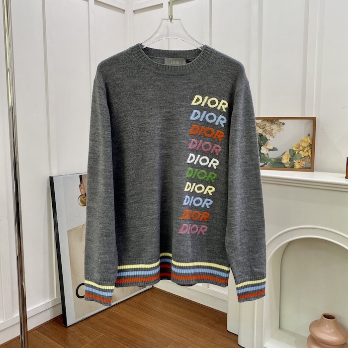 D*or sweater gray wool and cashmere intarsia