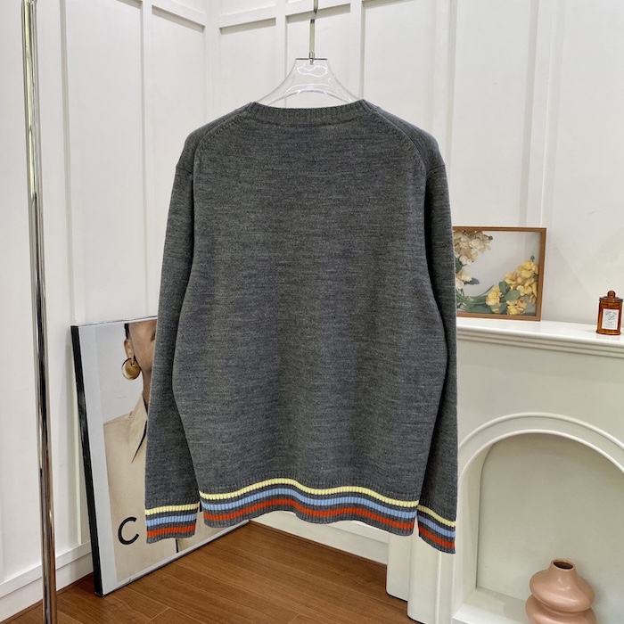D*or sweater gray wool and cashmere intarsia