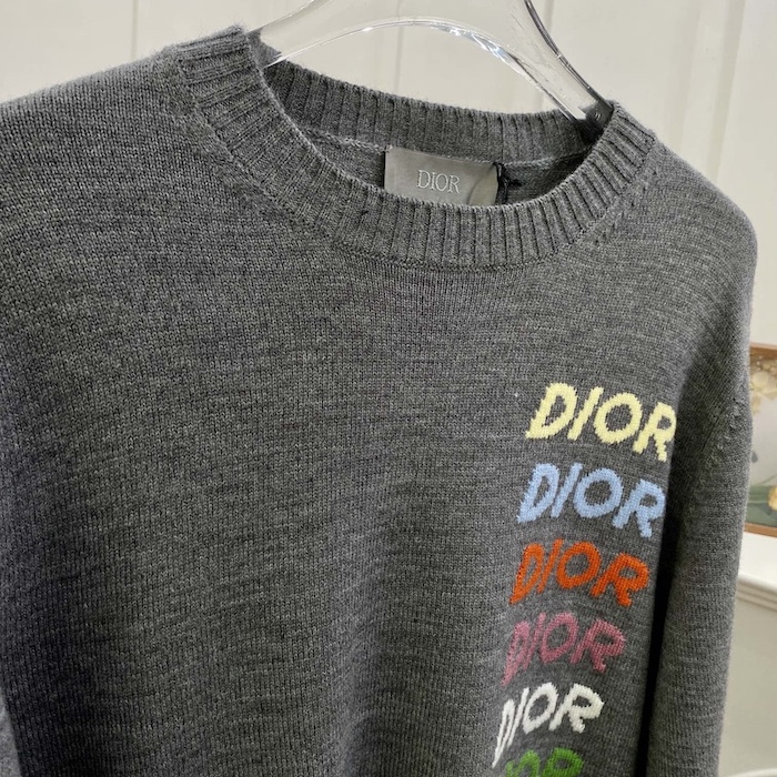 D*or sweater gray wool and cashmere intarsia