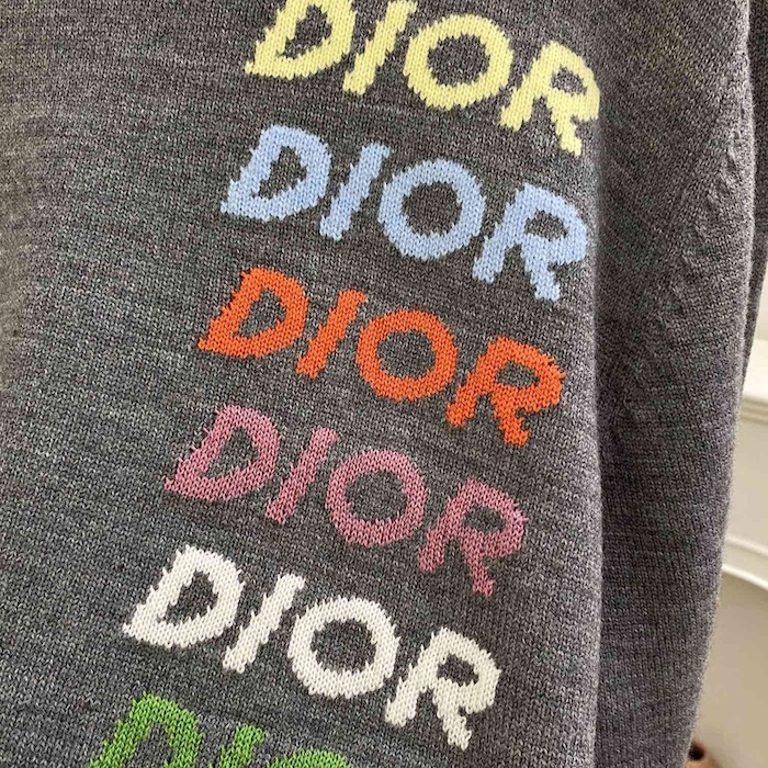 D*or sweater gray wool and cashmere intarsia