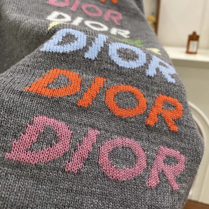 D*or sweater gray wool and cashmere intarsia