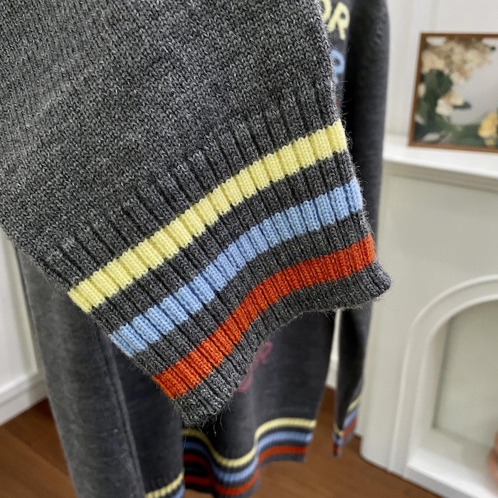 D*or sweater gray wool and cashmere intarsia