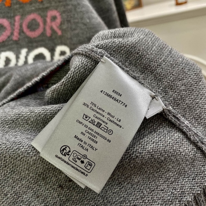 D*or sweater gray wool and cashmere intarsia