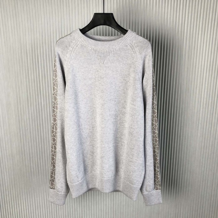 sweater with D*or oblique inserts gray cotton jersey