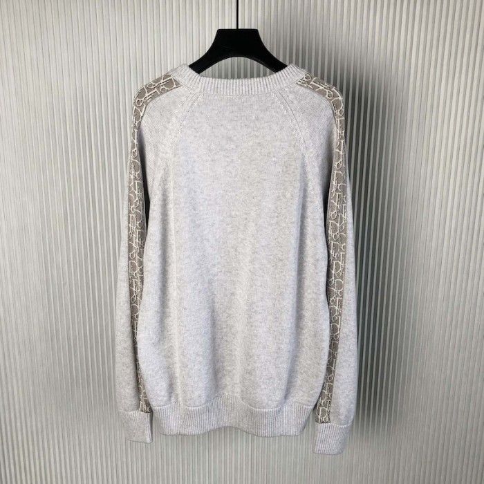 sweater with D*or oblique inserts gray cotton jersey