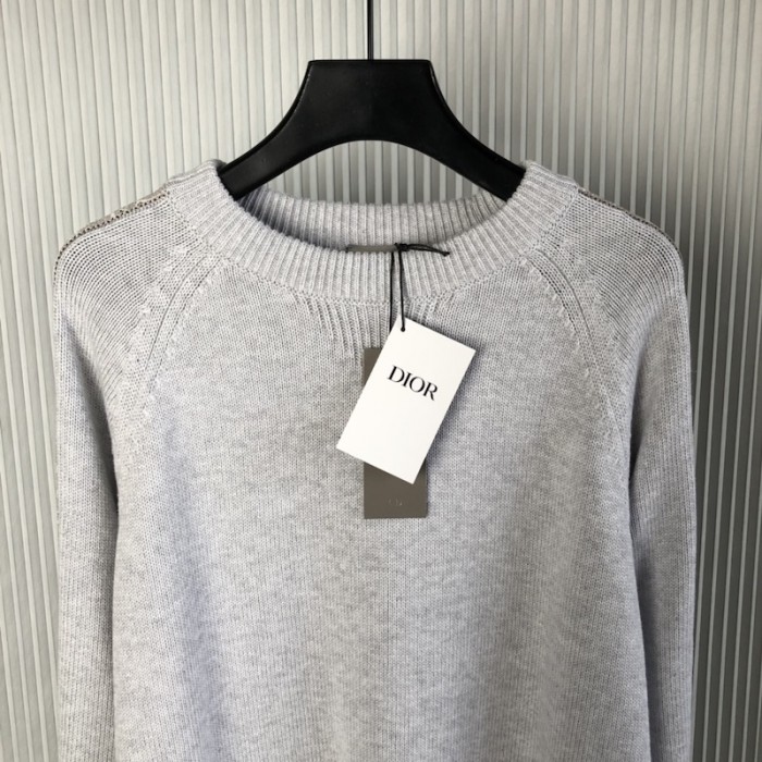 sweater with D*or oblique inserts gray cotton jersey