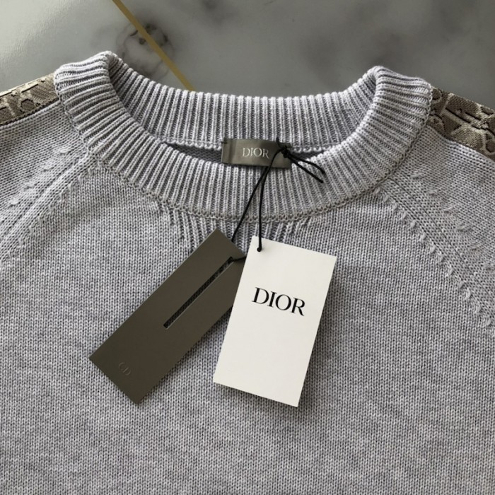 sweater with D*or oblique inserts gray cotton jersey