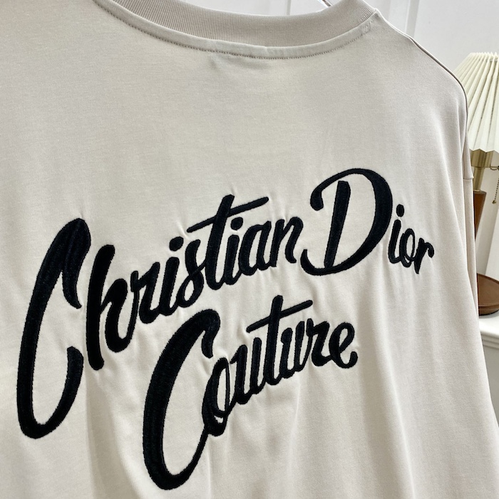 ch**an D*or t-shirt ecru silk and cotton jersey