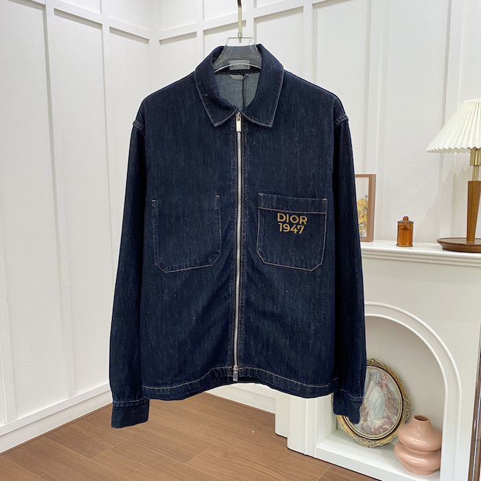 D*or zipped jacket blue cotton denim