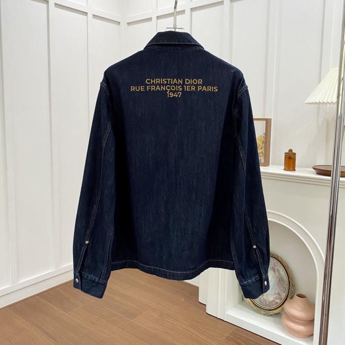 D*or zipped jacket blue cotton denim