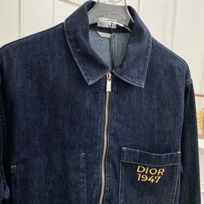 D*or zipped jacket blue cotton denim